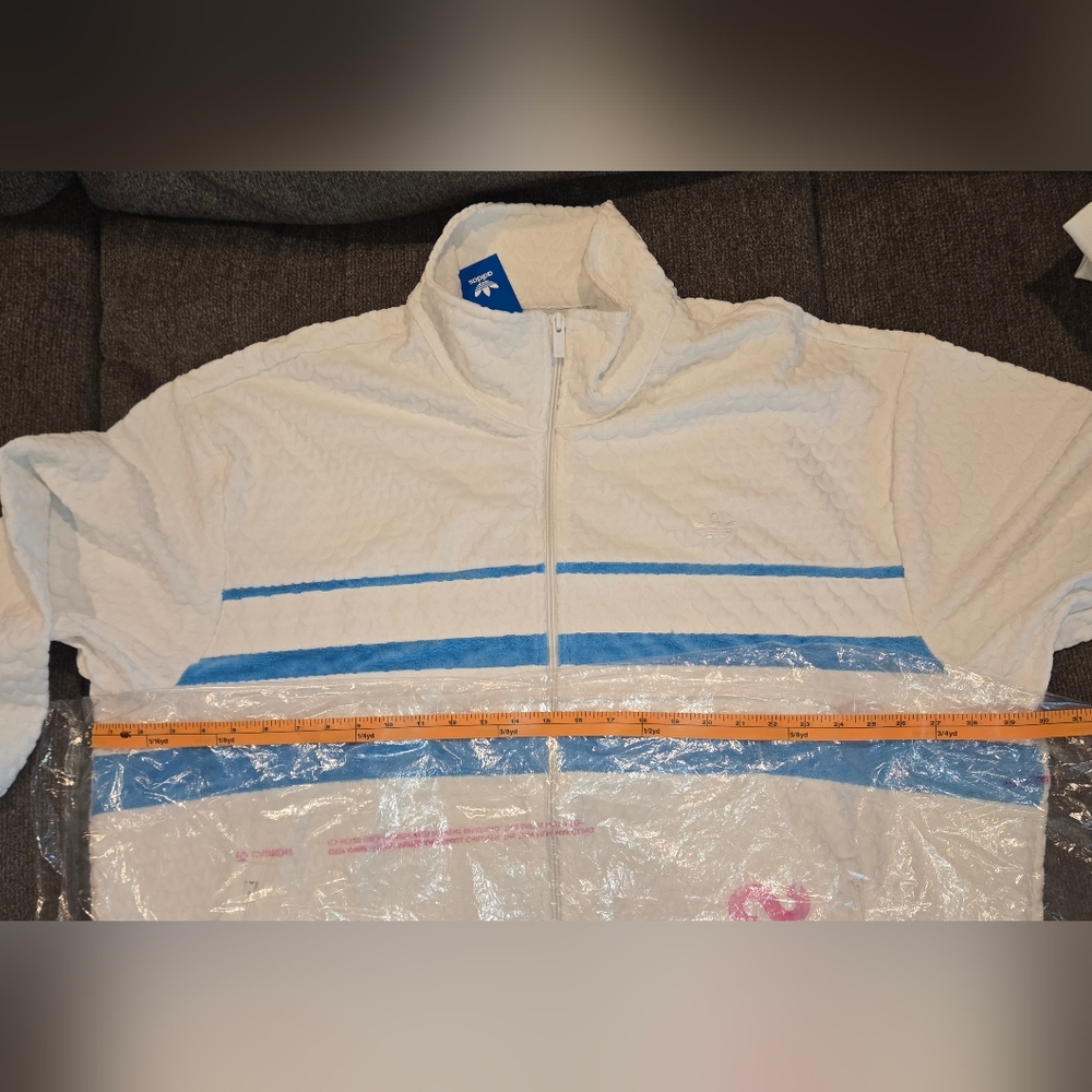 Mens Adidas Textured Monogram Tracksuit White/Blue XL/ Forum Sneaker Combo Sz 12 - Picture 8 of 17